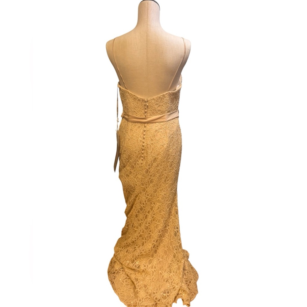 Mori Lee byMadeline‎ Gardner Lace Bridesmaid Dress Champagne NWT sz 12 wedding - Picture 4 of 8